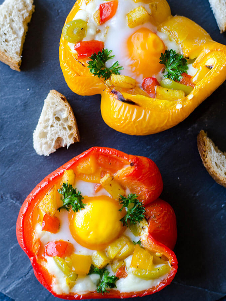 Potato and egg stuffed pepper