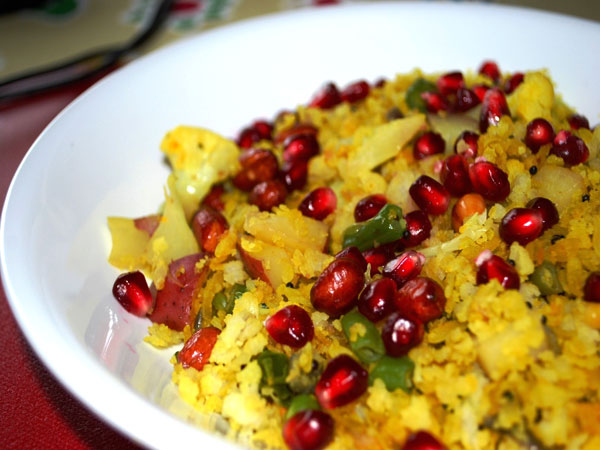 poha and pomegranate