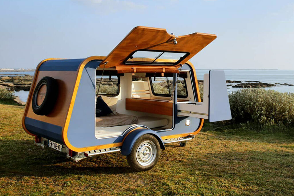 This retro nautical-inspired teardrop caravan adds a dash of luxury to ...