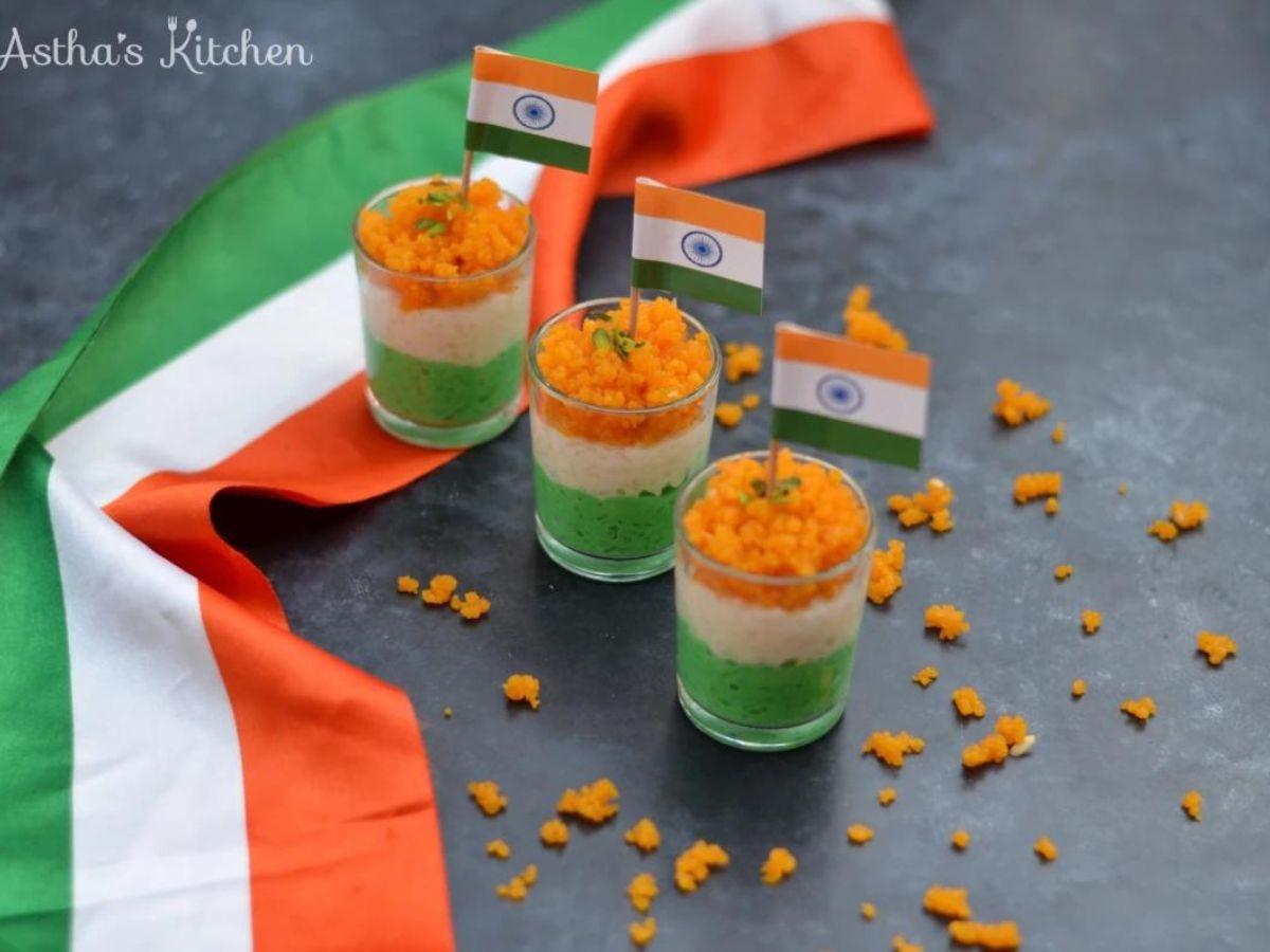 Indian Flag & Three cups of raita with Indian Flag