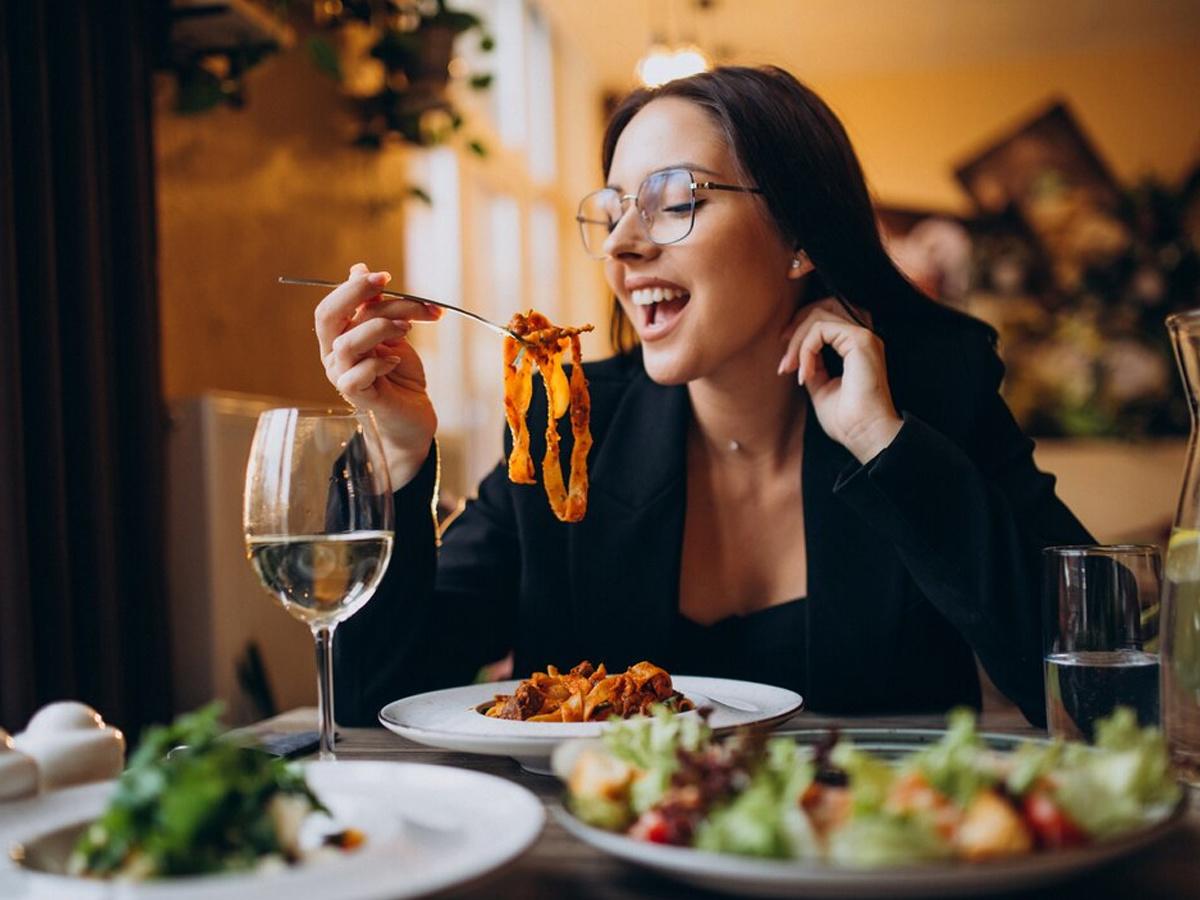 Woman eating food,