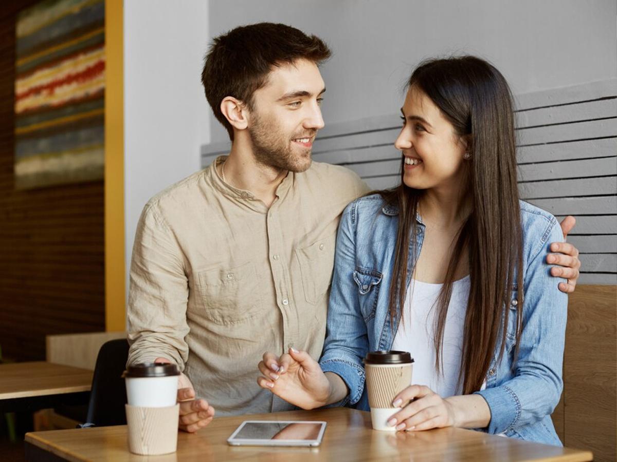 Couple talking, 